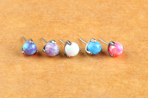 Opal Stone Pin Jewelry Threadless Piercing Jewelrt  ASTM F136 Titanium  ASTM F136-T04