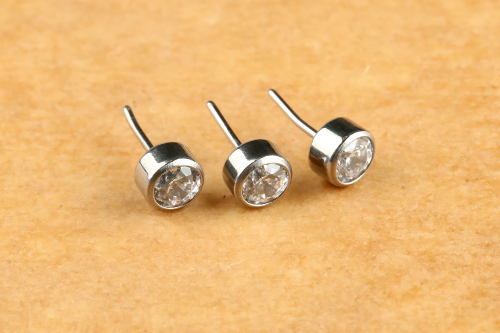 Body Piercing Jewelry ASTM F 136 Titanium Pin Jewelry Ear Piercing Jewelry 3mm Crystal Threadless Top S03