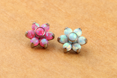 Piercing Jewelry ASTM F136 Titanium & Opal Internally Thread Parts 6 Petals Cabochon Opal Flower Piercing