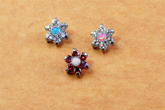 ASTM F136 Titanium Internally Thread New Flower Opal Zircon Labret Stud Body Piercing Jewelry