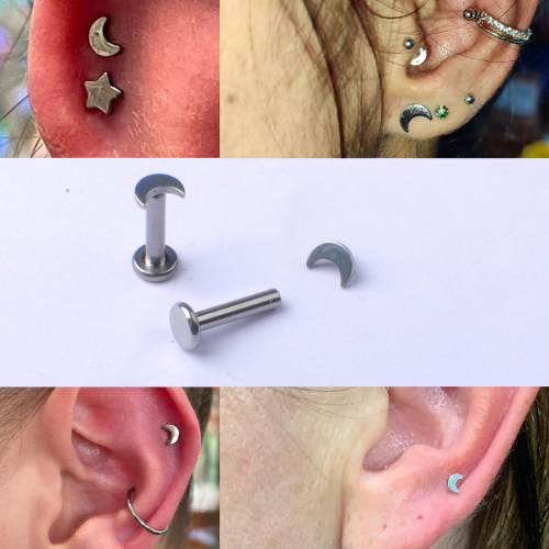 Body Piercing Jewelry Ear Piercing Titanium ASTM F136 moon shapeJewelry P001+P014