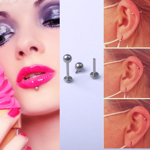 Ear Piercing Jewelry Titanium ASTM F136 Girls Fashion Piercing Jewelry P001+P008
