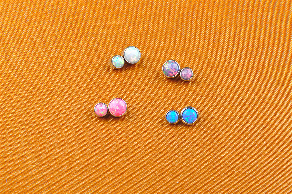 NSPJ 2 Opal Stone 4 Colors Body Piercing Jewelry Internal Threaded