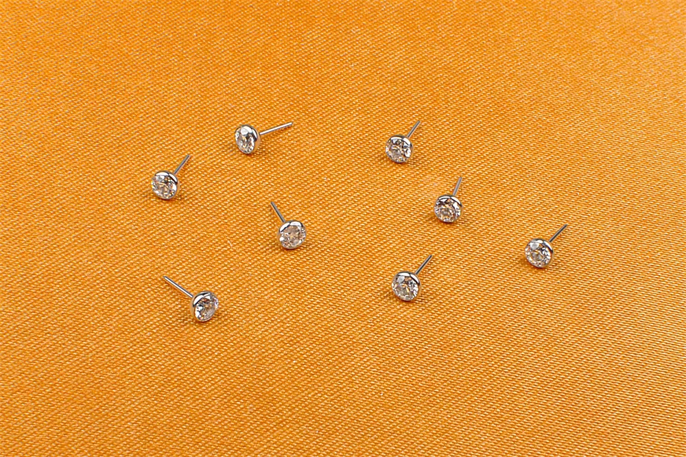 ASTM F136 Titanium Body Piercing Jewelry Threadless Parts 2mm 2.5mm 3mm AAAAA+ Zircon Titanium Nipple Jewelry