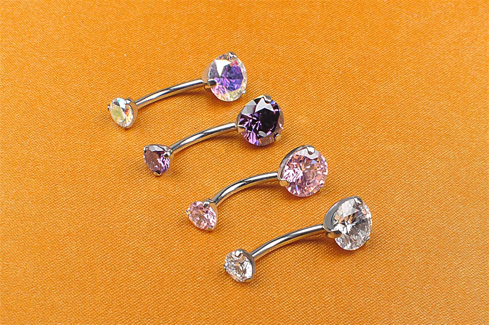 Zircon Gemstone Navel piercing jewelry ASTM F136 Titanium Body piercing Jewelry titanium jewelry ASTM F136-W01