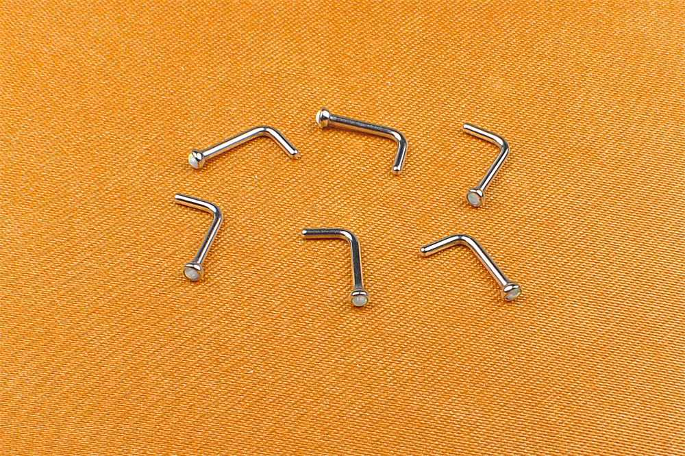 Nose Piercing Jewelry ASTM F136 Titanium Nostril Nail Nose Ring Top Body Piercing Jewelry Opal Gem Stone ASTM F136-W23