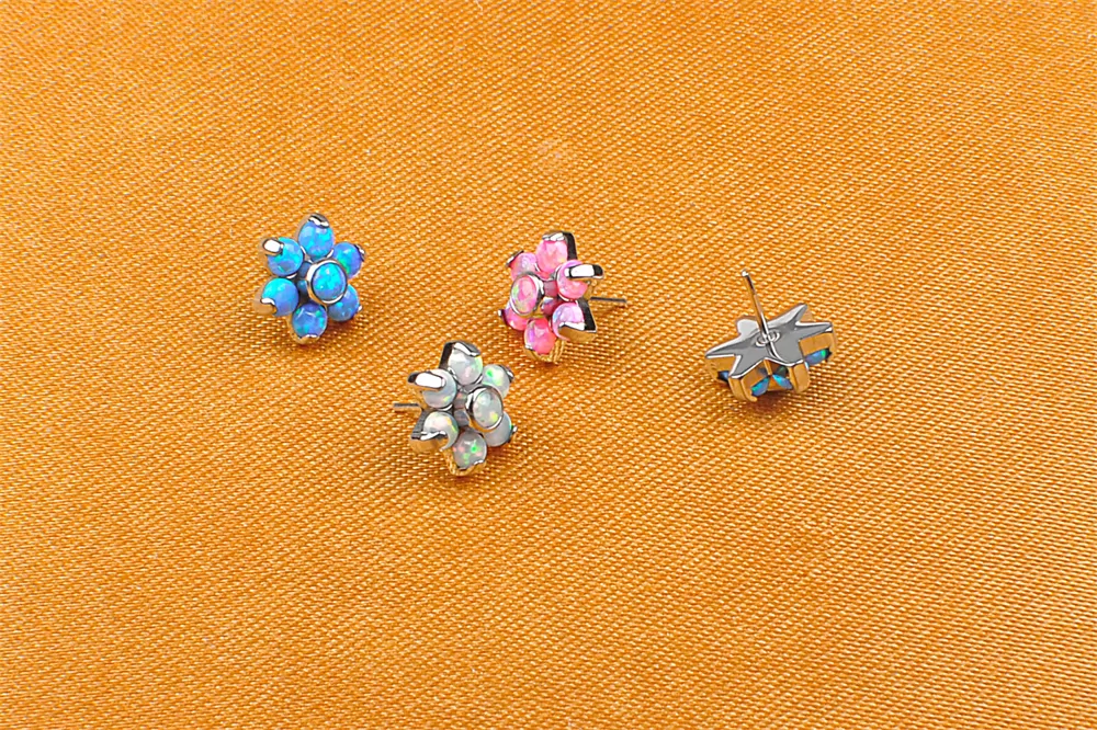Piercing Navel Jewelry Titanium Jewelry Opal Ear Piercing Labret Titanium Threadless Barbells Body Pin Jewelry astmf136