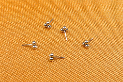 Three ball Titanium Internally Threadless Bezel Set Cubic Titanium Ear Piercing Earrings Jewelry 3mm/1.5mm Parts --T26