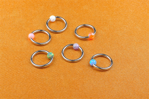 Body Piercing Jewelry ASTM F136 Implant Grade Titanium Nose Ring Jewelry White Blue Pink Purple Red Green Opal Stone Ear Piercing ASTM F136-W17