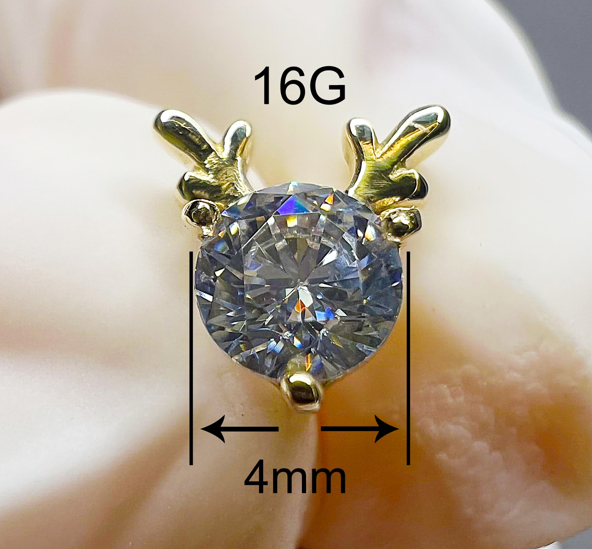 NSPJ Body Piercing Jewekry TOP 14K Real Gold SWAROVSKI